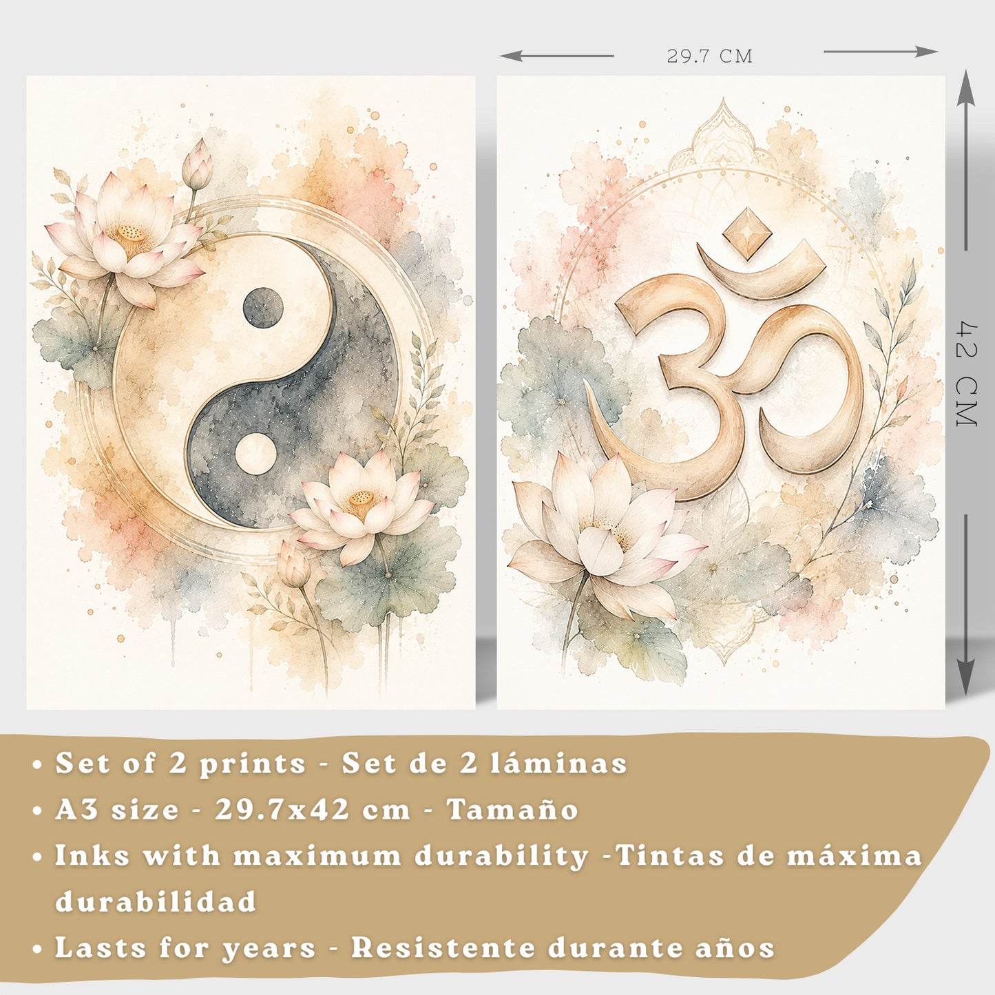 Posters Espirituales con Arte de Símbolos Yin Yang y Om