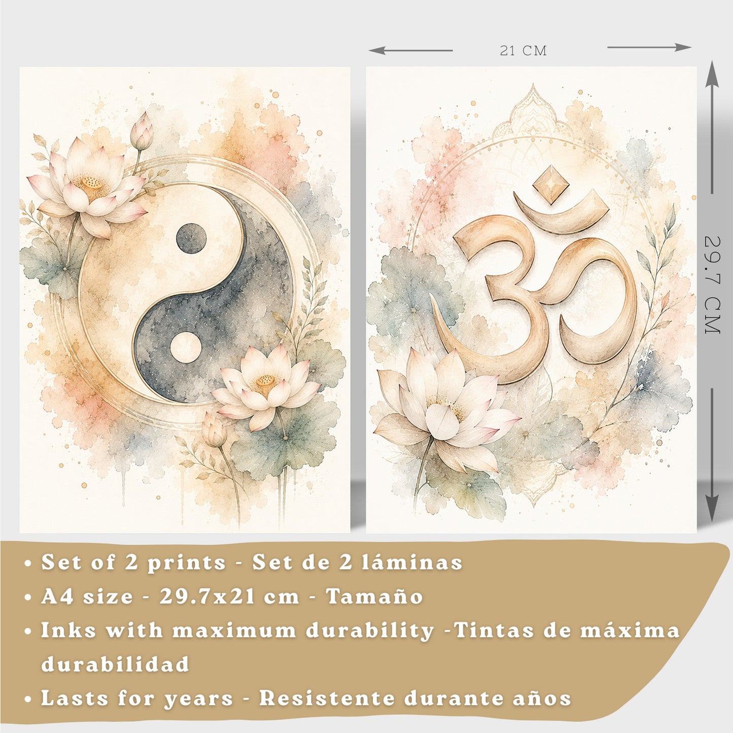 Posters Espirituales con Arte de Símbolos Yin Yang y Om
