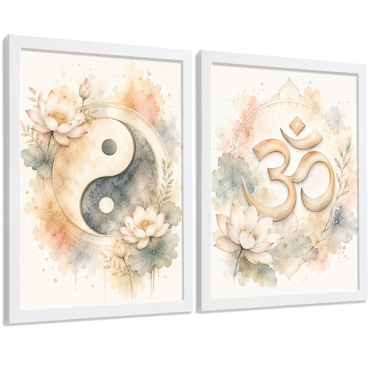 Posters Espirituales con Arte de Símbolos Yin Yang y Om