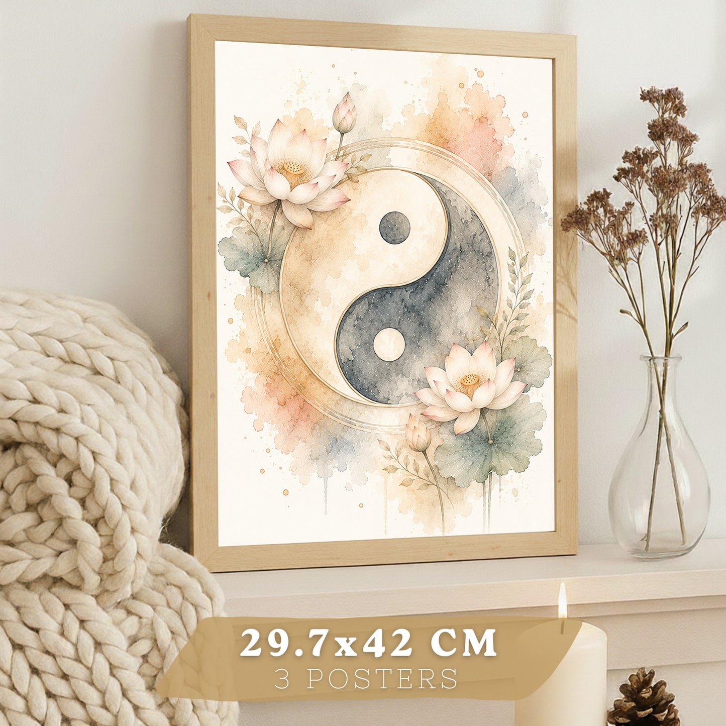 Posters Espirituales con Buda, Yin Yang y Arte de Meditación