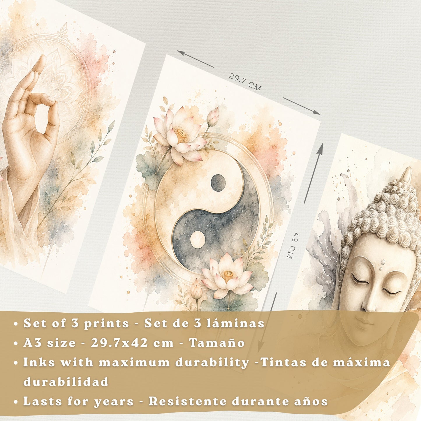 Posters Espirituales con Buda, Yin Yang y Arte de Meditación