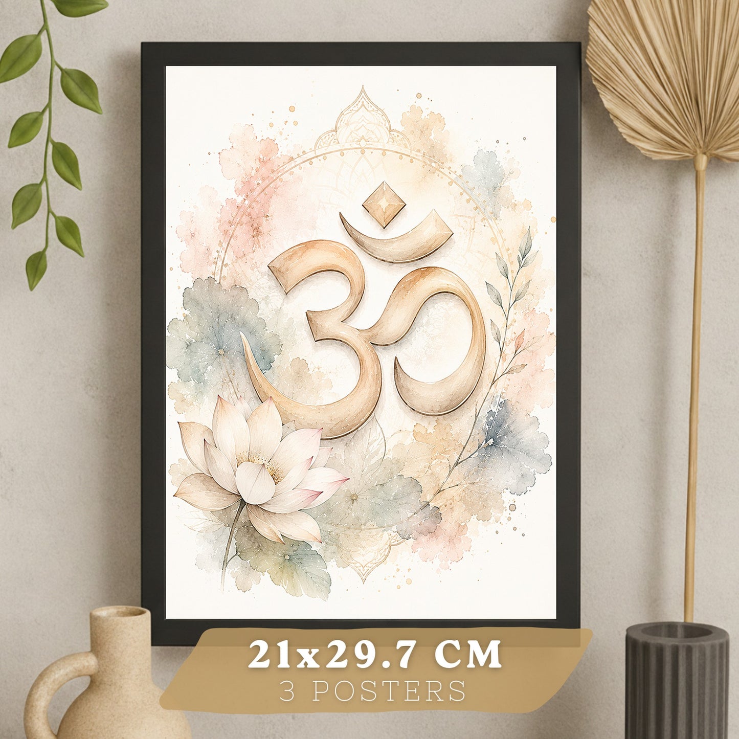 Posters Espirituales con Símbolo Om, Buda y Árbol de la Vida