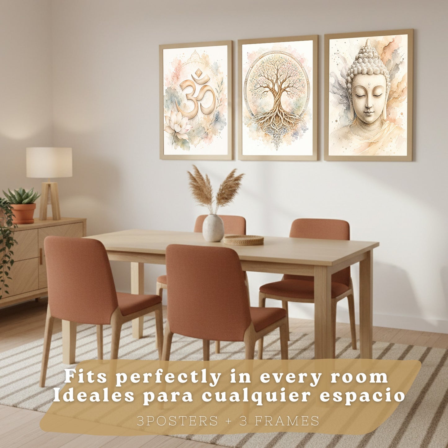 Posters Espirituales con Símbolo Om, Buda y Árbol de la Vida