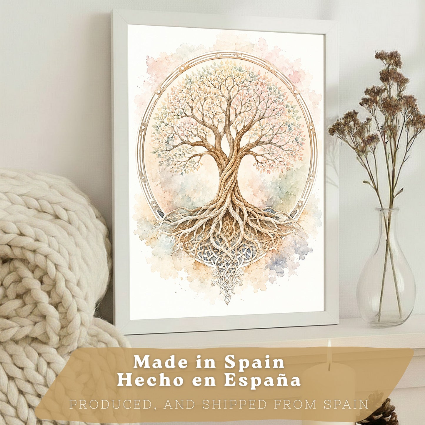 Posters Espirituales con Símbolo Om, Buda y Árbol de la Vida