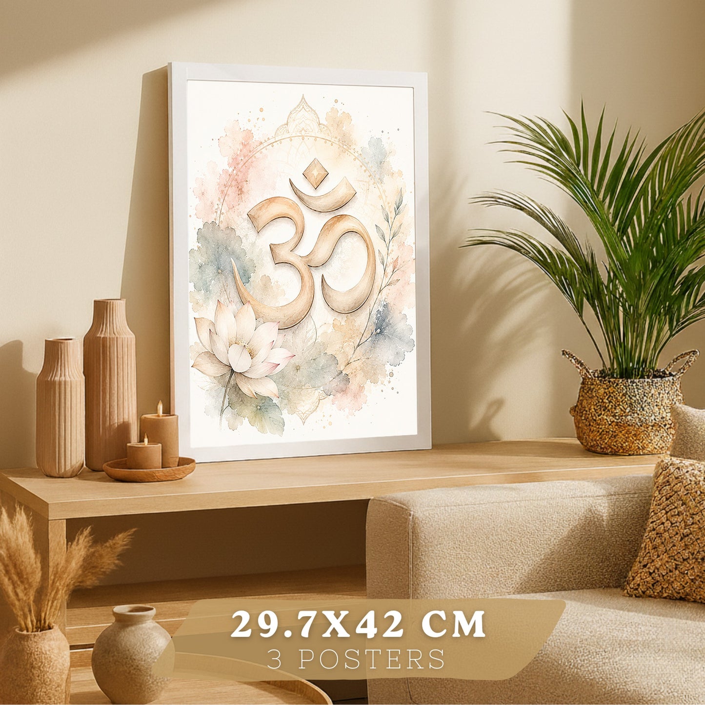 Posters Espirituales con Símbolo Om, Buda y Árbol de la Vida