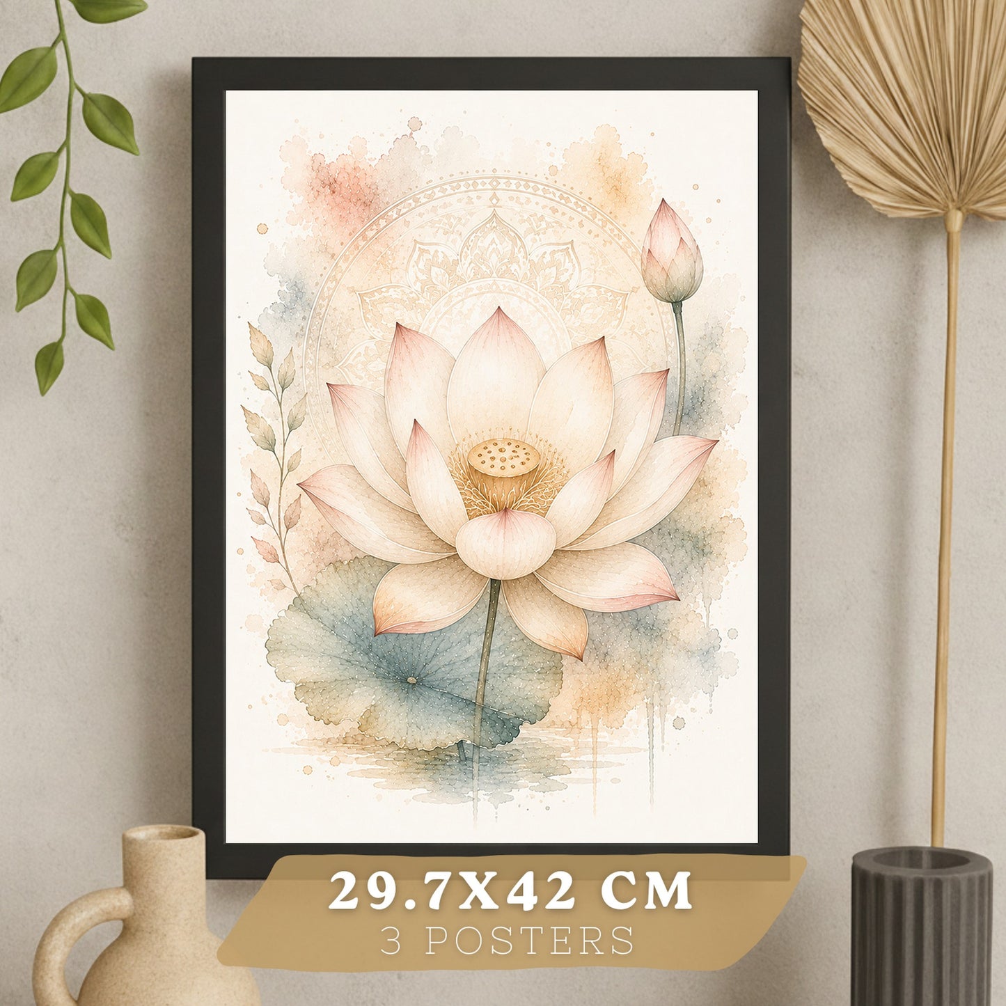 Posters Espirituales con Arte de Buda, Loto y Ganesha