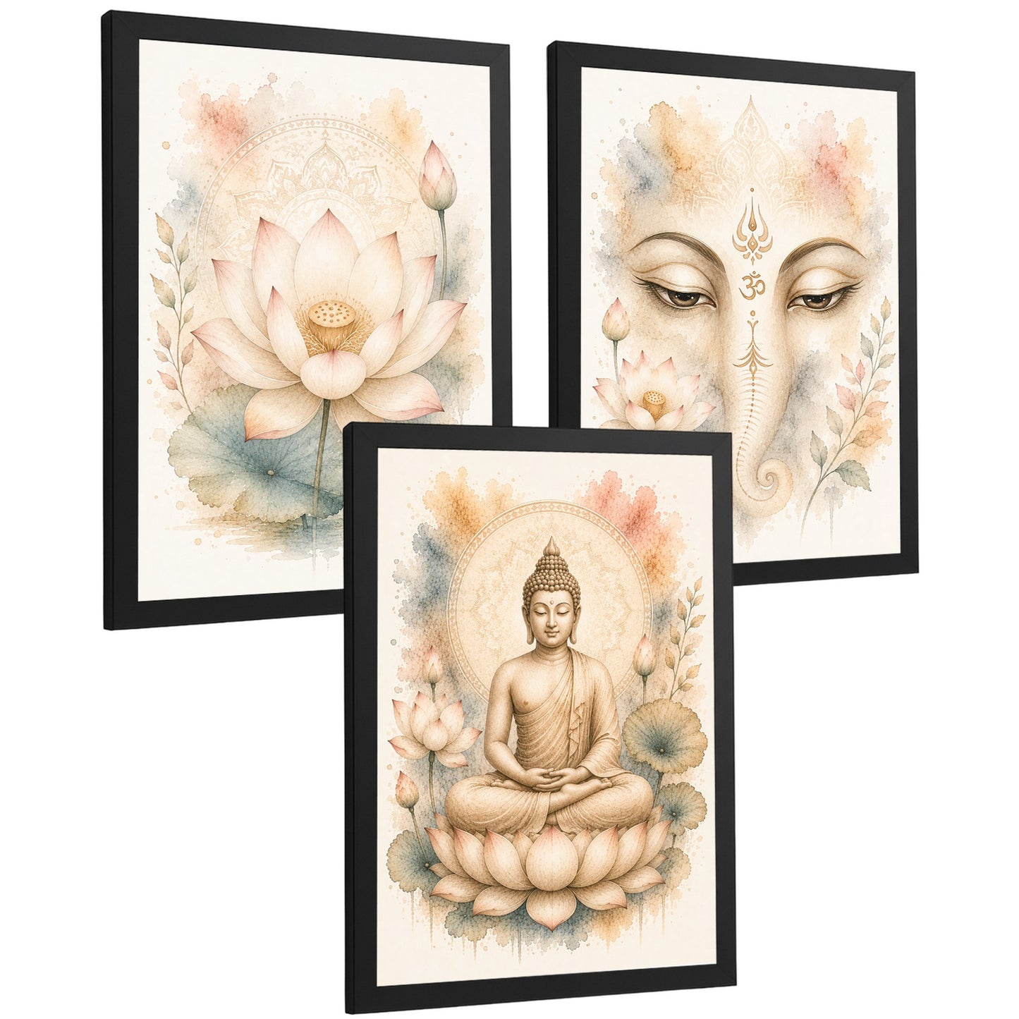 Posters Espirituales con Arte de Buda, Loto y Ganesha