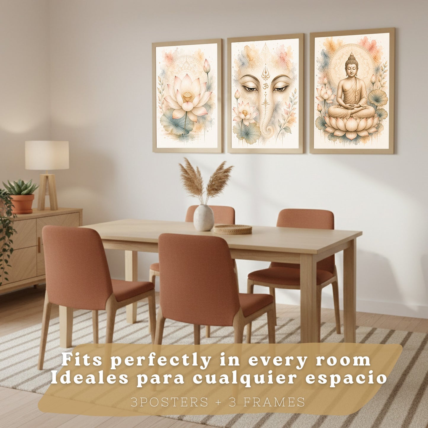 Posters Espirituales con Arte de Buda, Loto y Ganesha