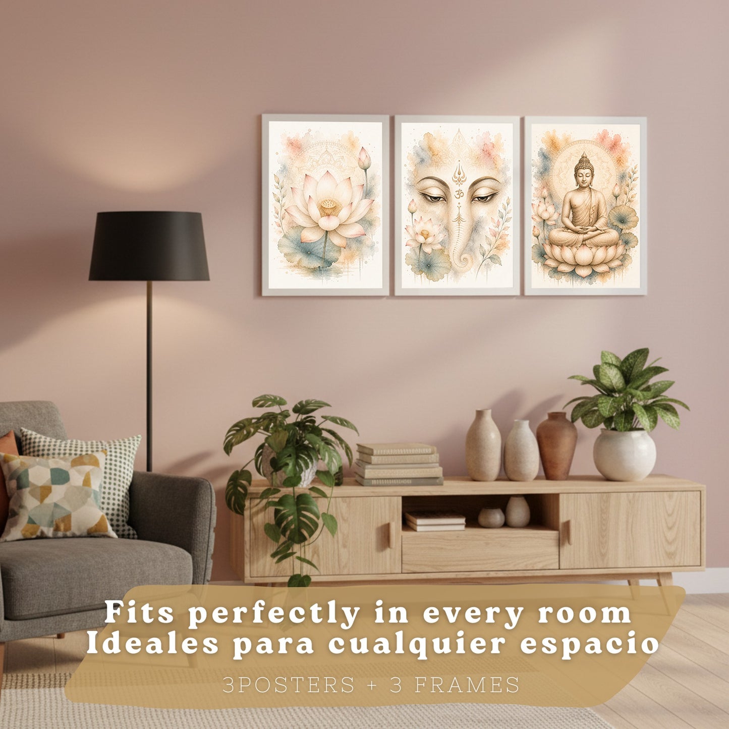 Posters Espirituales con Arte de Buda, Loto y Ganesha