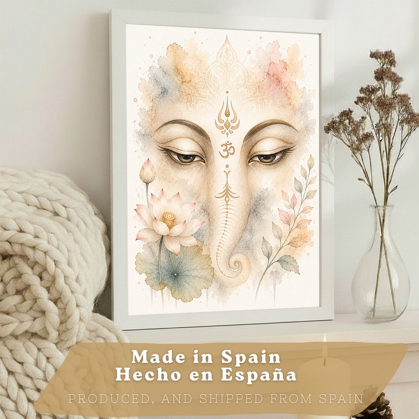 Posters Espirituales con Arte de Buda, Loto y Ganesha