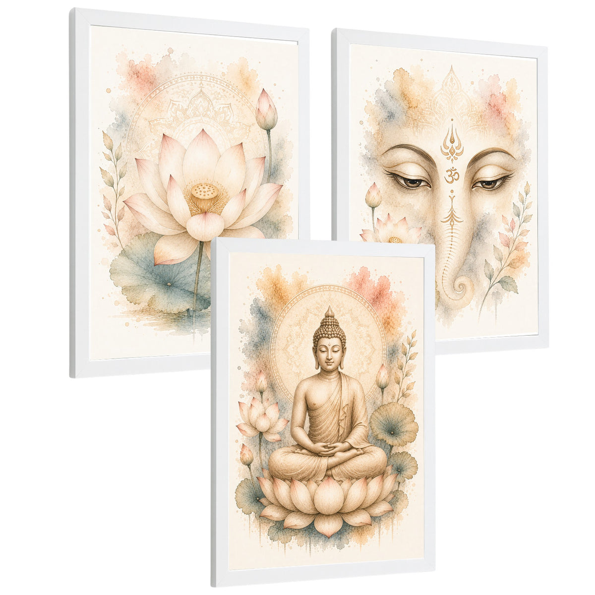 Posters Espirituales con Arte de Buda, Loto y Ganesha