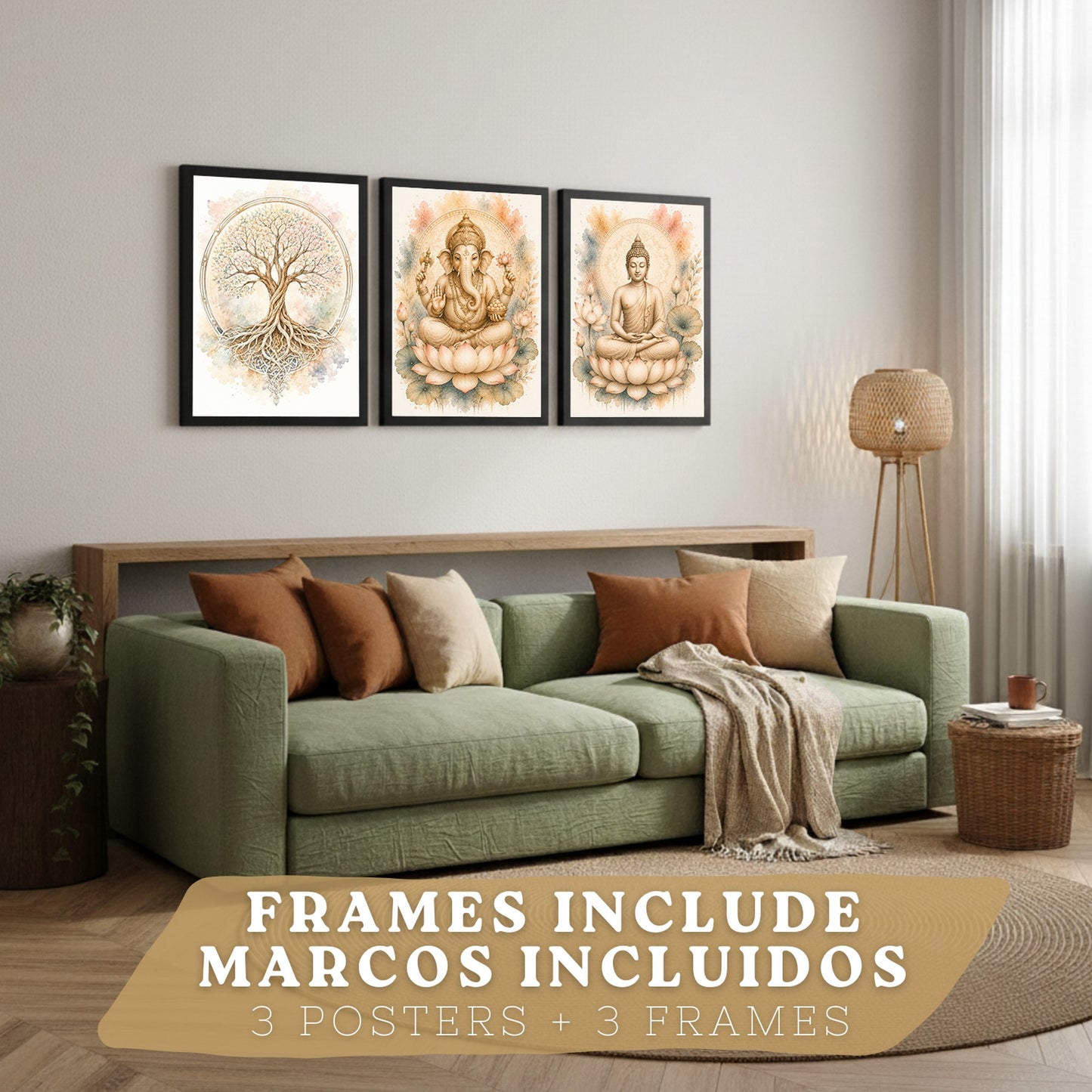 Posters Espirituales con Buda, Ganesha y Arte del Árbol de la Vida