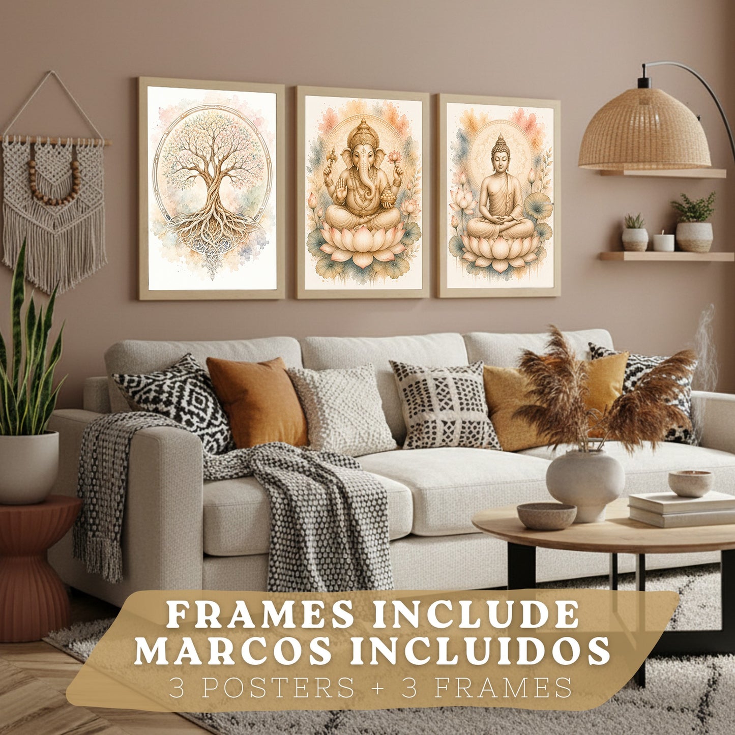 Posters Espirituales con Buda, Ganesha y Arte del Árbol de la Vida