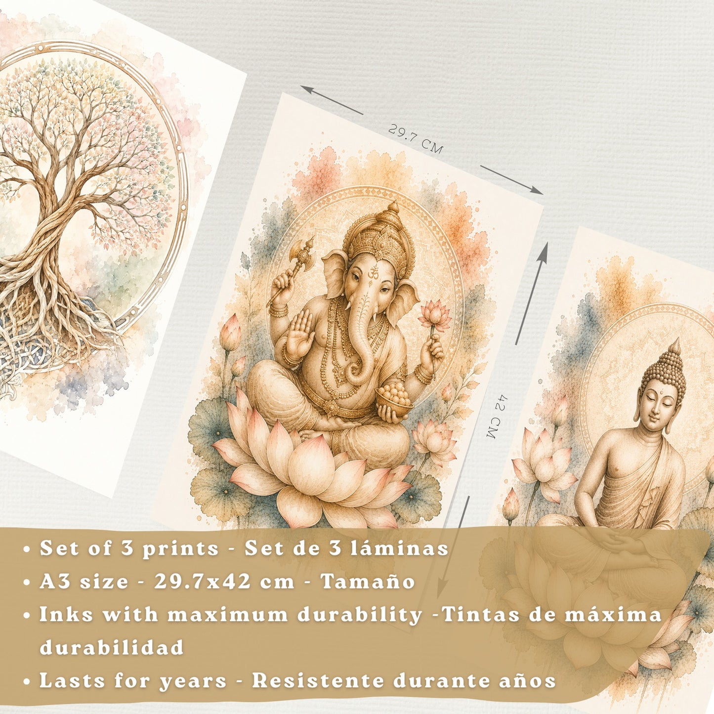 Posters Espirituales con Buda, Ganesha y Arte del Árbol de la Vida