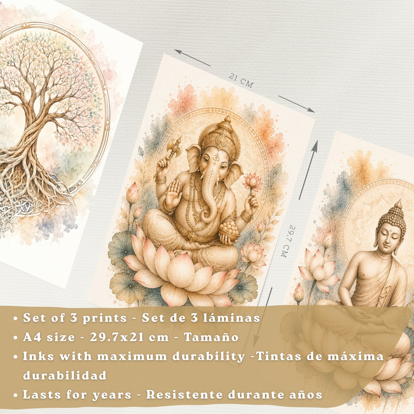 Posters Espirituales con Buda, Ganesha y Arte del Árbol de la Vida