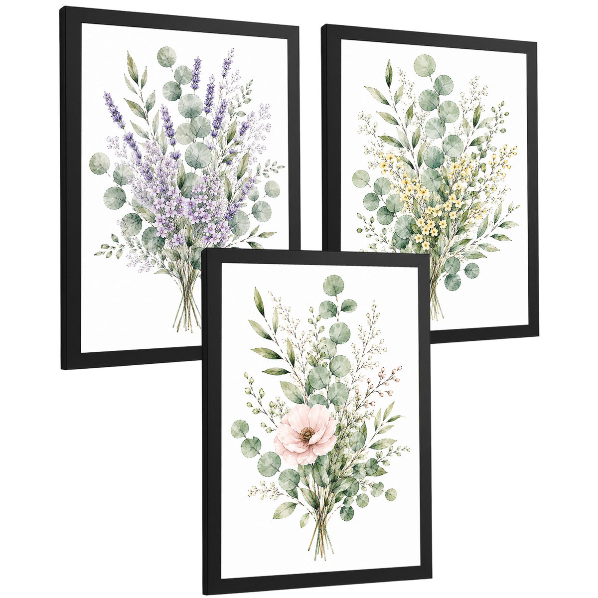 Posters Botánicos de Flores Silvestres con Eucalipto y Lavanda