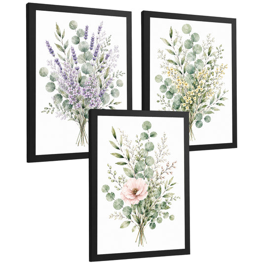 Posters Botánicos de Flores Silvestres con Eucalipto y Lavanda