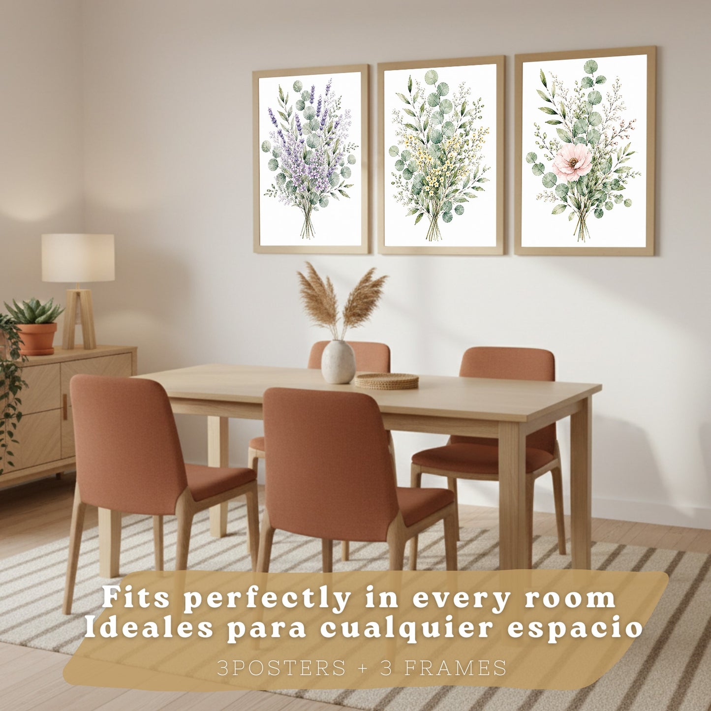 Posters Botánicos de Flores Silvestres con Eucalipto y Lavanda