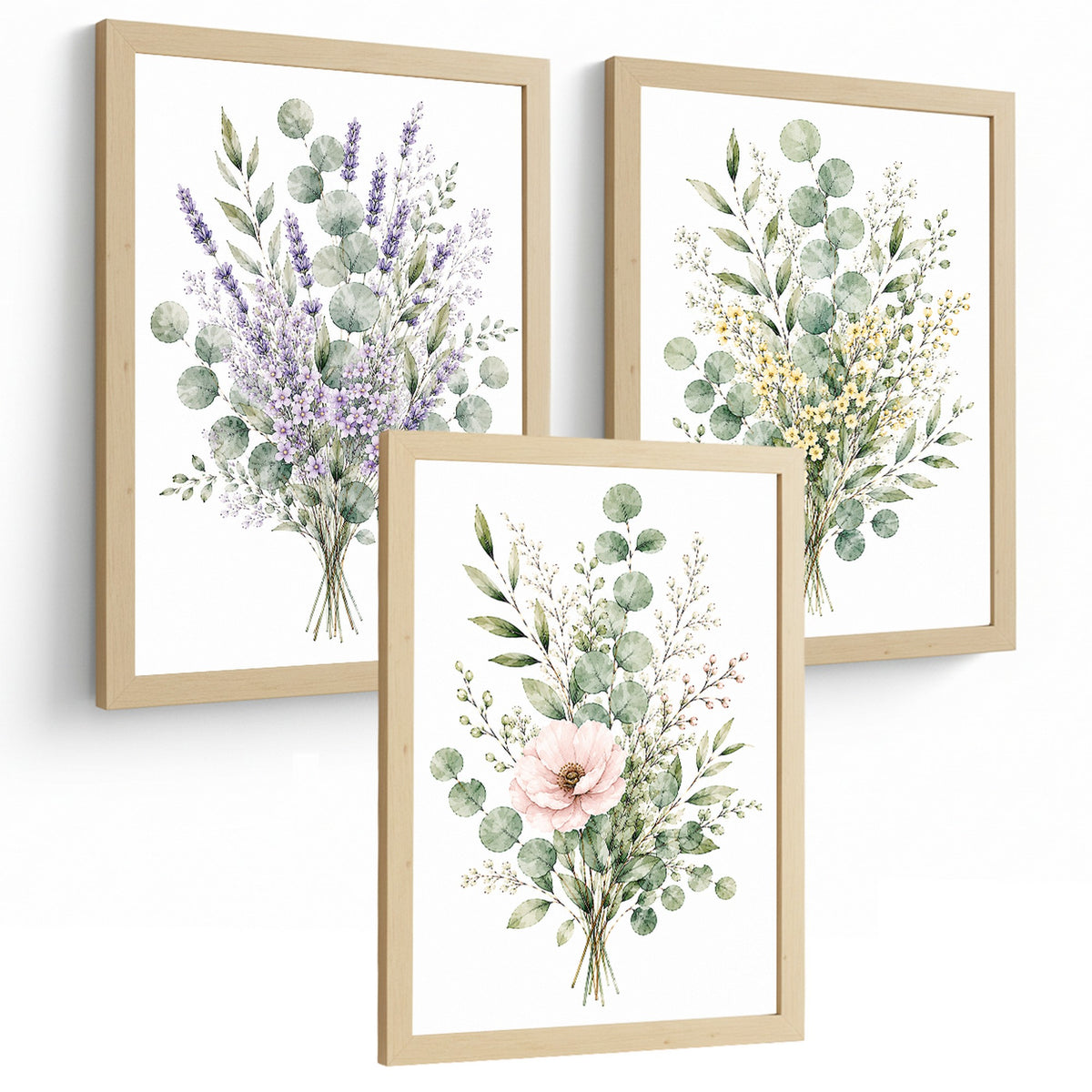Posters Botánicos de Flores Silvestres con Eucalipto y Lavanda