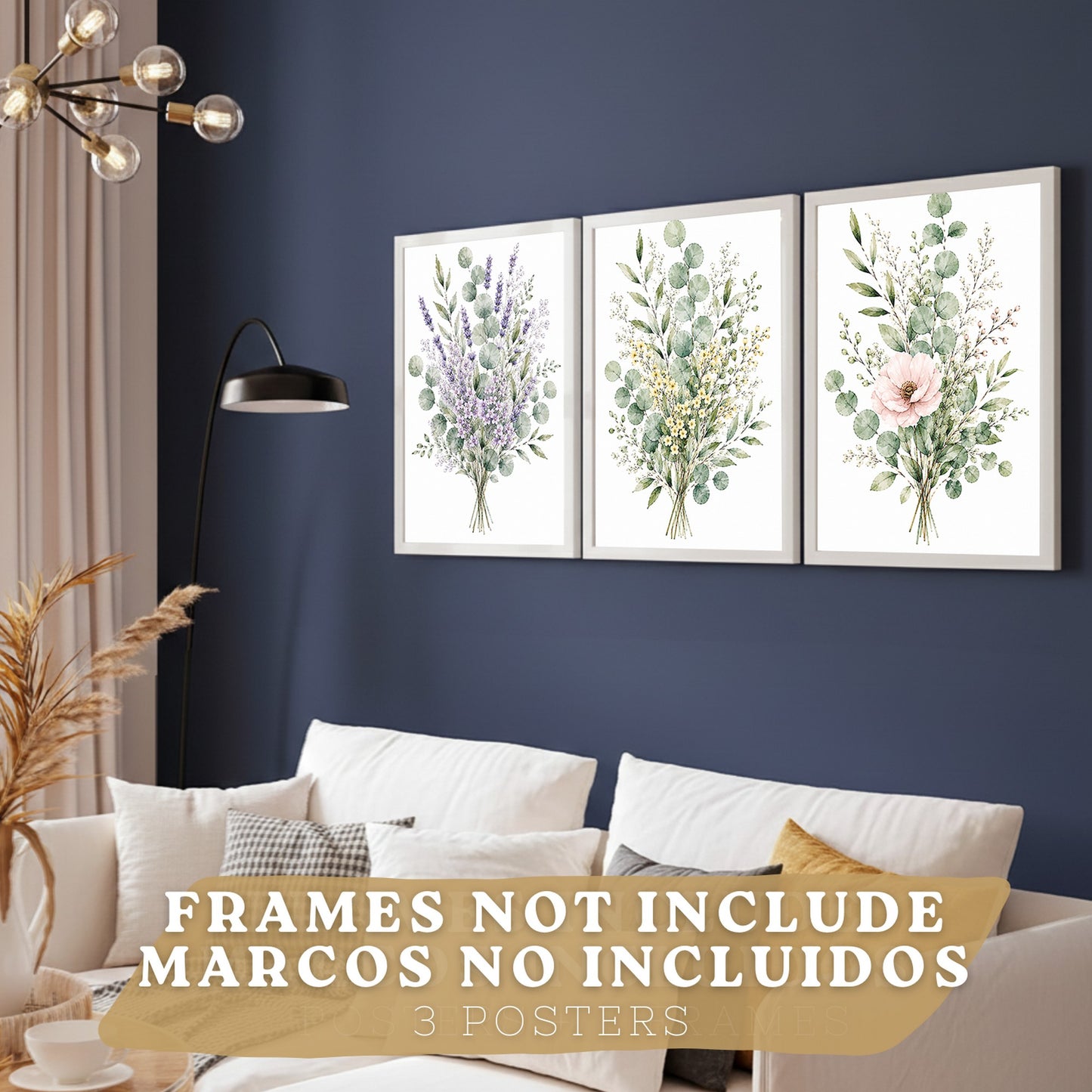 Posters Botánicos de Flores Silvestres con Eucalipto y Lavanda