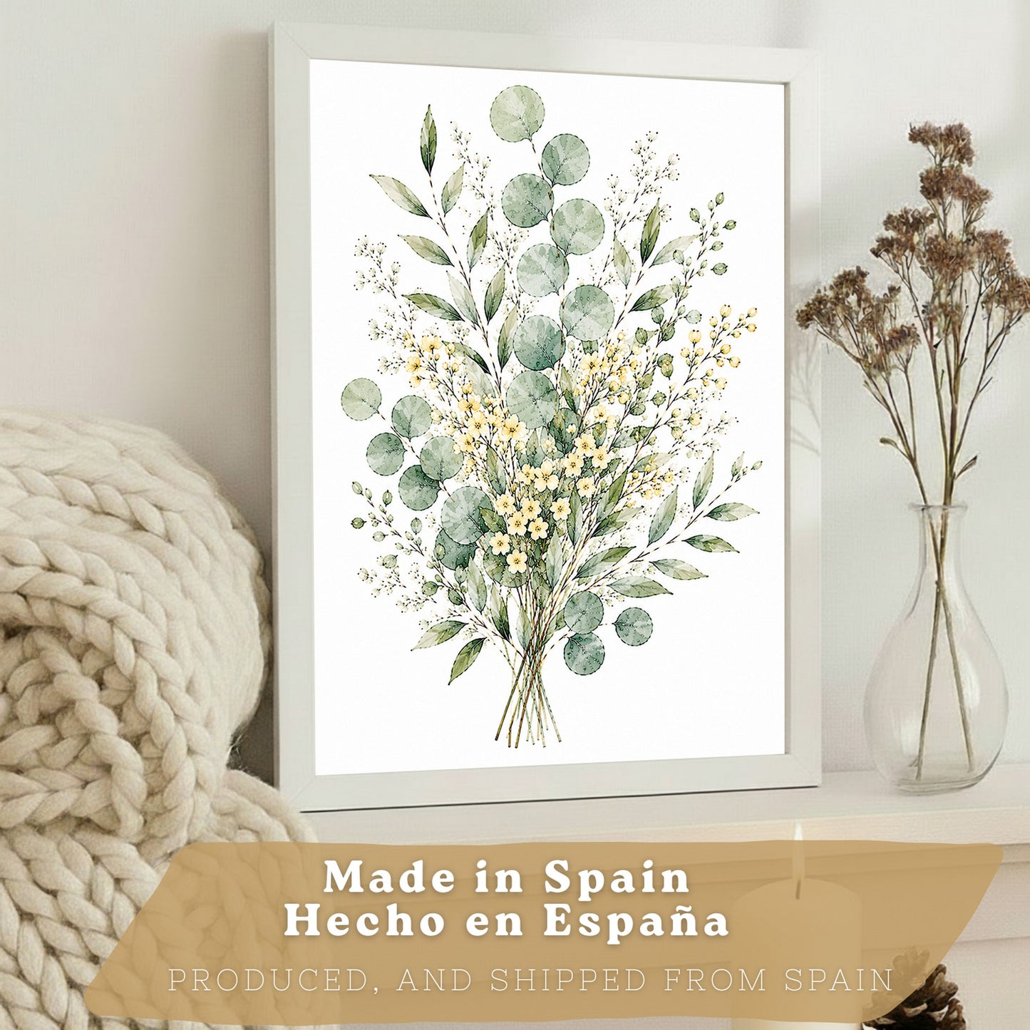 Posters Botánicos de Flores Silvestres con Eucalipto y Lavanda