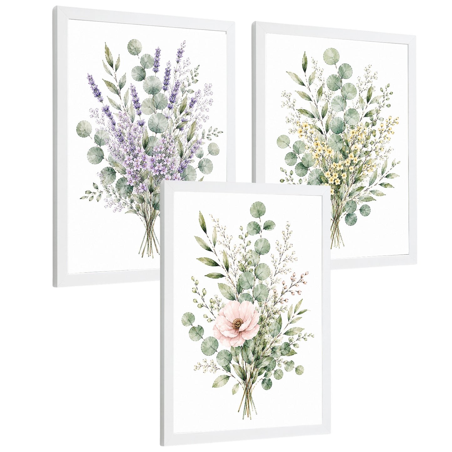 Posters Botánicos de Flores Silvestres con Eucalipto y Lavanda