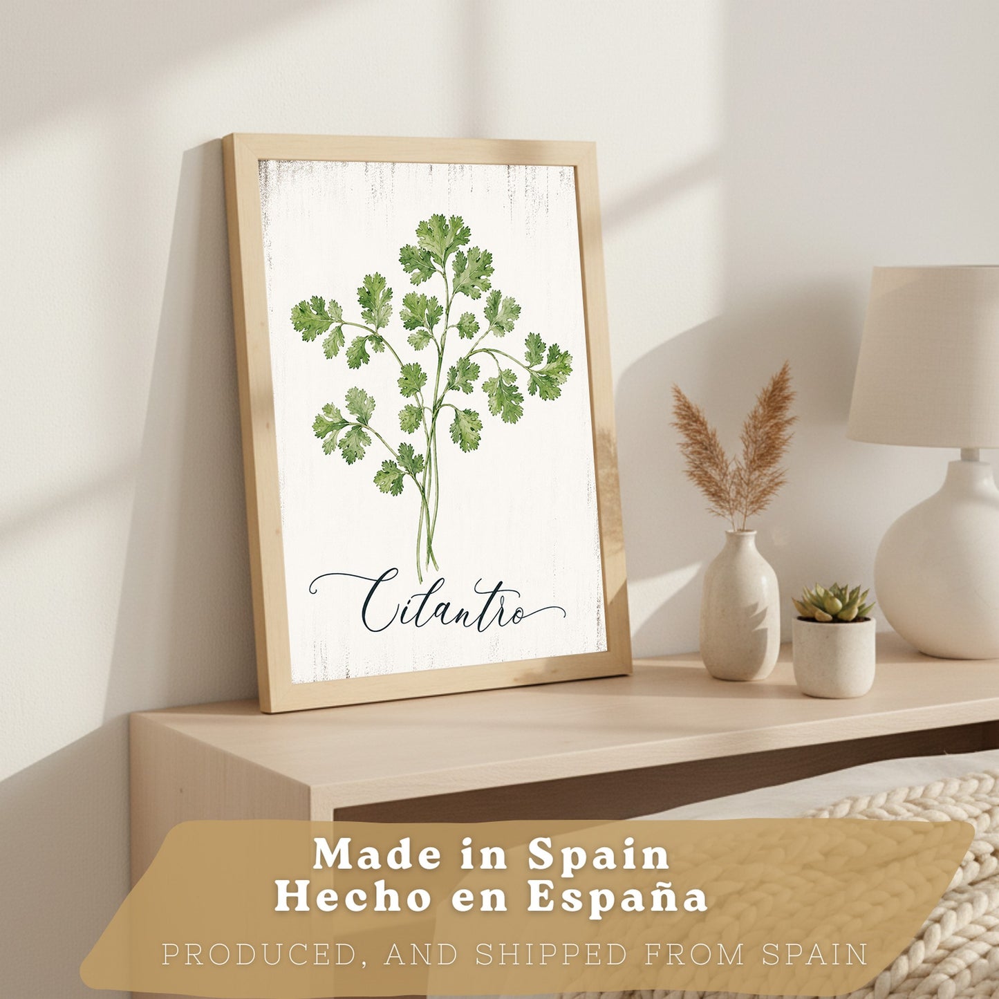 Posters Botánicos de Hierbas con Arte de Lavanda, Albahaca y Perejil