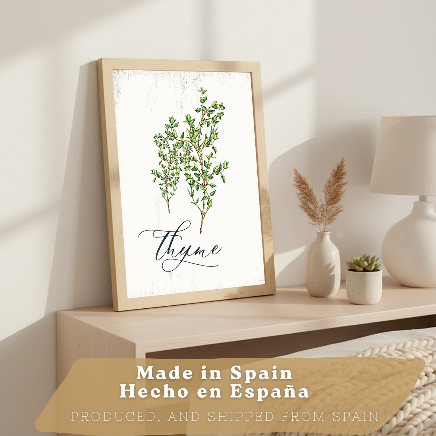 Posters Botánicos de Hierbas con Arte de Menta, Romero y Tomillo