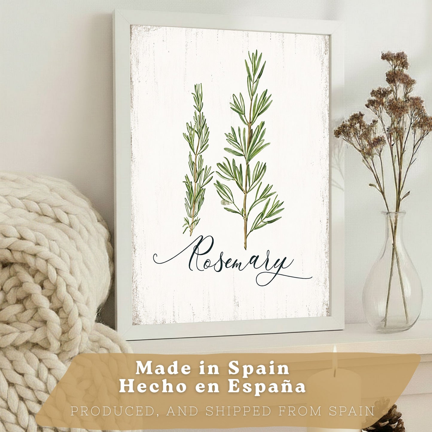 Posters Botánicos de Hierbas con Arte de Menta, Romero y Tomillo