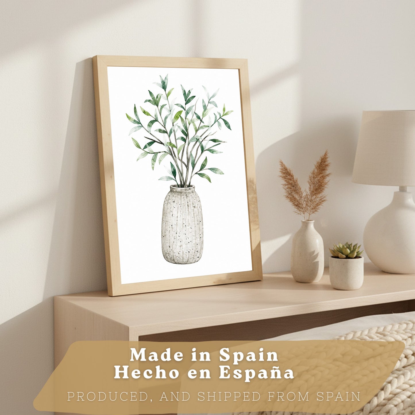 Posters Botánicos de Eucalipto con Arte de Jarrones Verdes