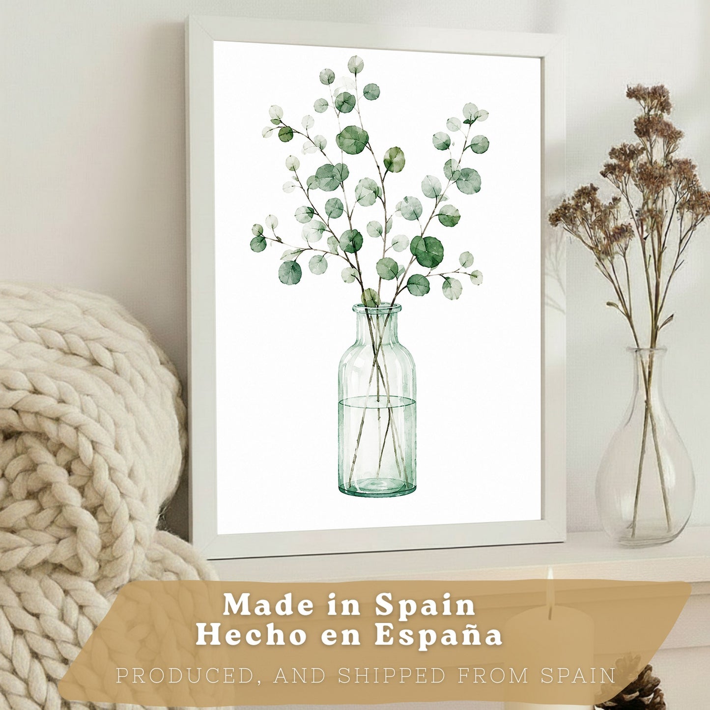Posters Botánicos de Eucalipto con Arte de Jarrones Verdes