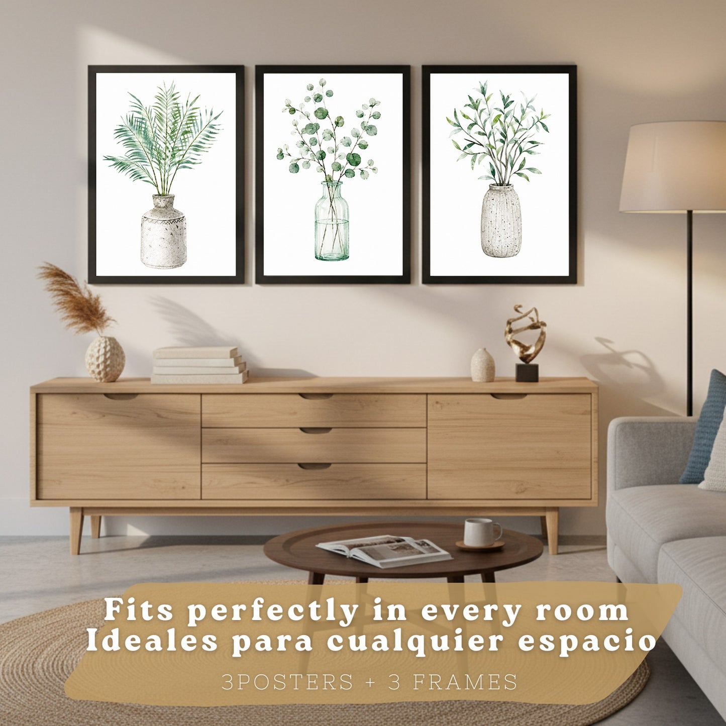 Posters Botánicos con Arte de Palma, Eucalipto y Olivo