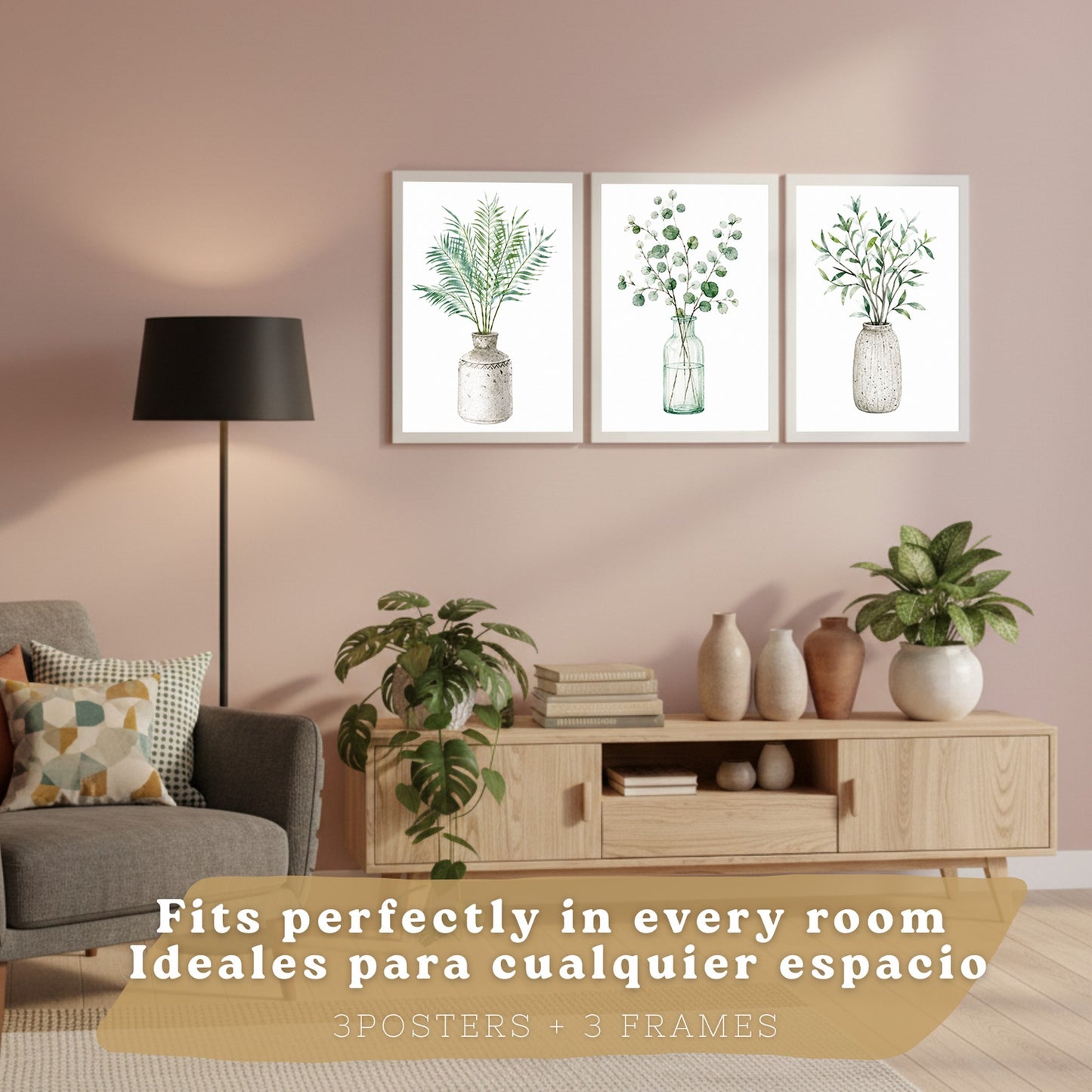 Posters Botánicos con Arte de Palma, Eucalipto y Olivo