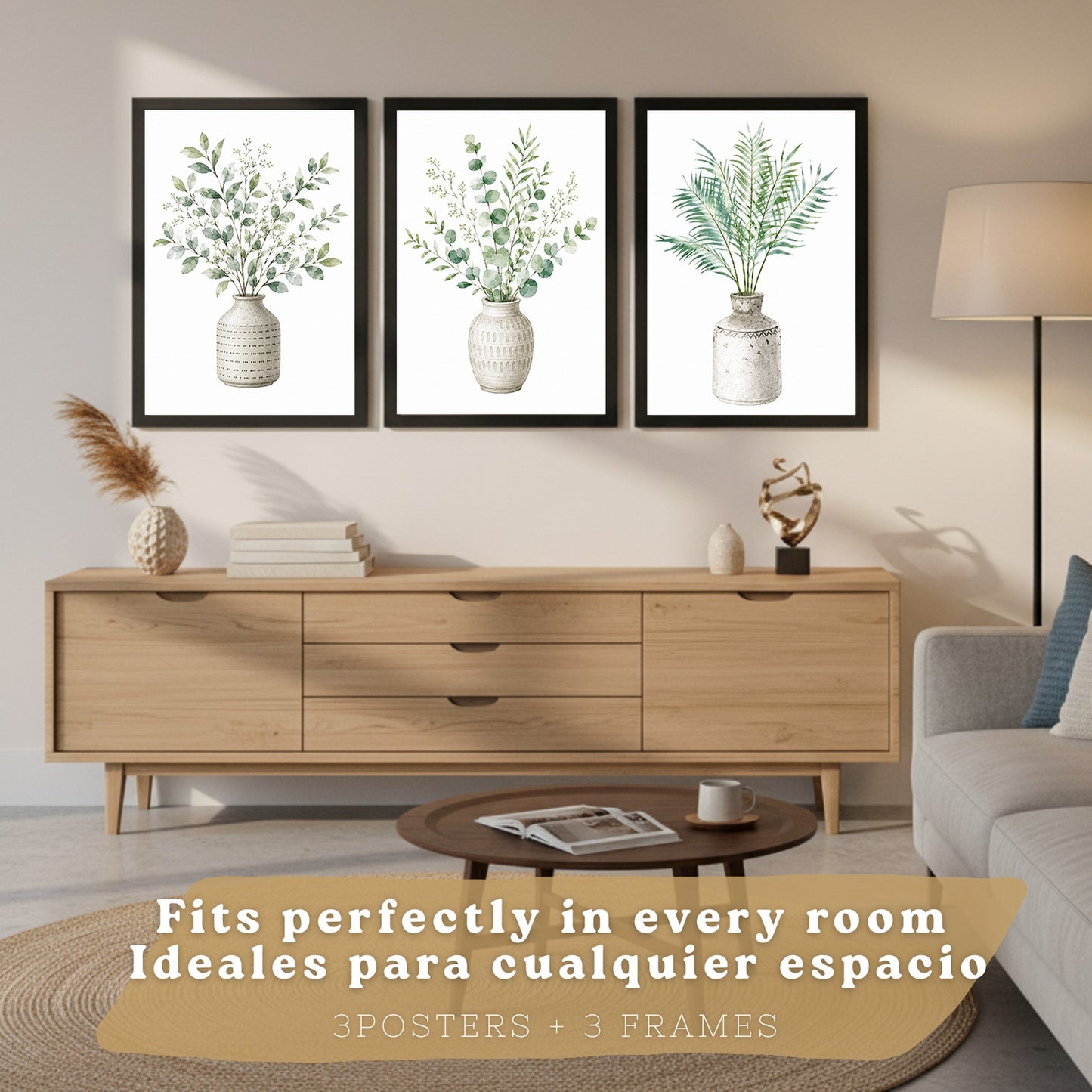 Posters decorativas Botánicos con Eucalipto Verde y Hojas de Palma