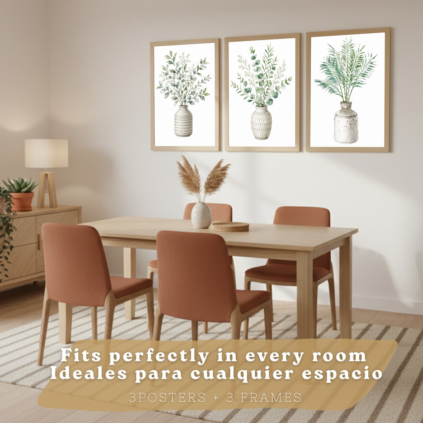 Posters decorativas Botánicos con Eucalipto Verde y Hojas de Palma