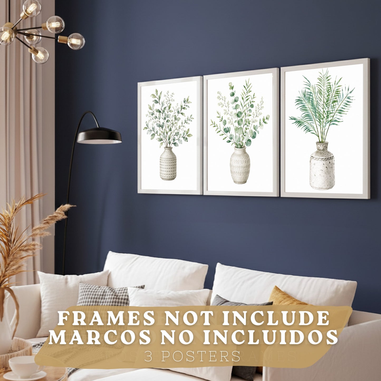 Posters decorativas Botánicos con Eucalipto Verde y Hojas de Palma