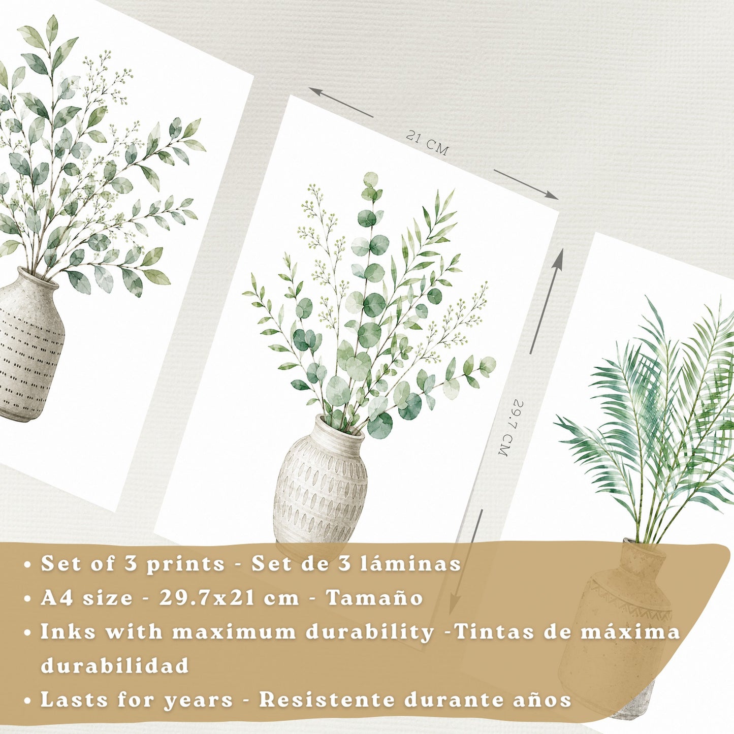 Posters decorativas Botánicos con Eucalipto Verde y Hojas de Palma