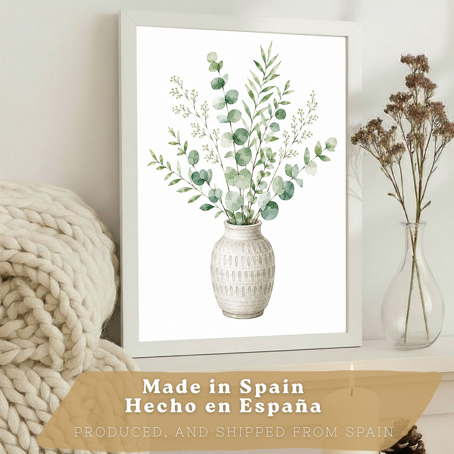 Posters decorativas Botánicos con Eucalipto Verde y Hojas de Palma