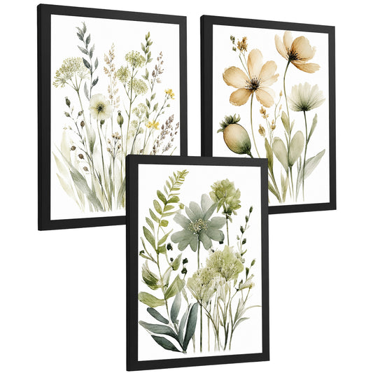Posters Botánicos de Flores Silvestres con Arte Floral Verde Salvia