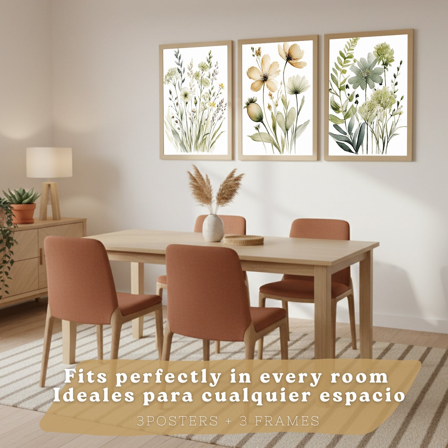 Posters Botánicos de Flores Silvestres con Arte Floral Verde Salvia