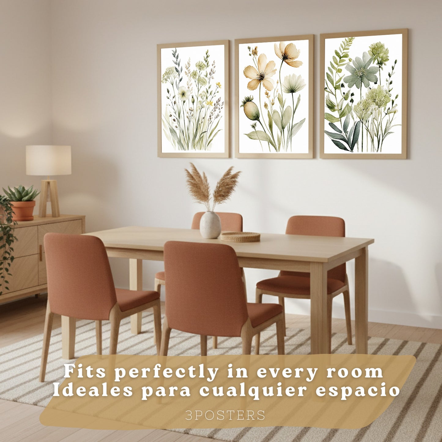 Posters Botánicos de Flores Silvestres con Arte Floral Verde Salvia