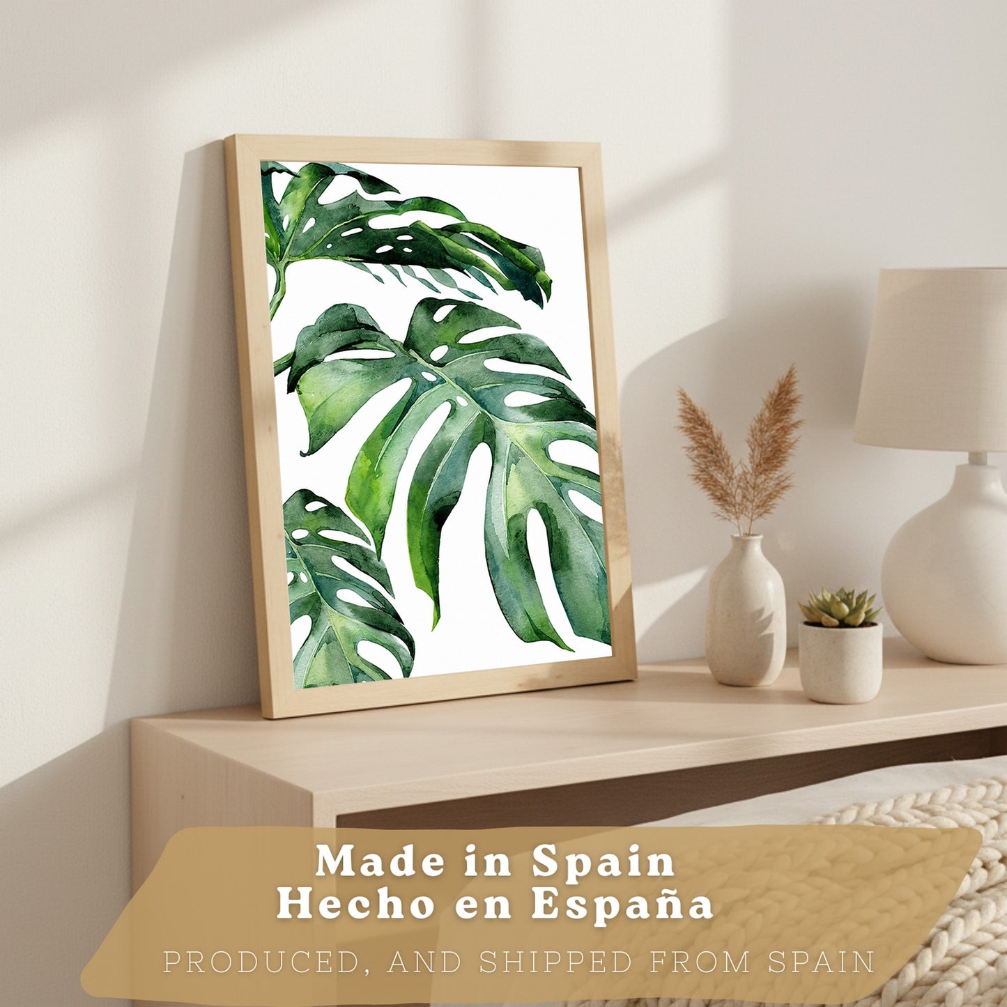 Posters Botánicos Tropicales con Eucalipto, Banano y Monstera