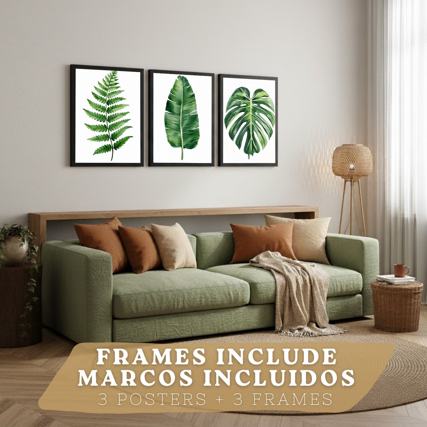 Posters Botánicos Tropicales Arte de Helecho Hoja de Plátano Monstera
