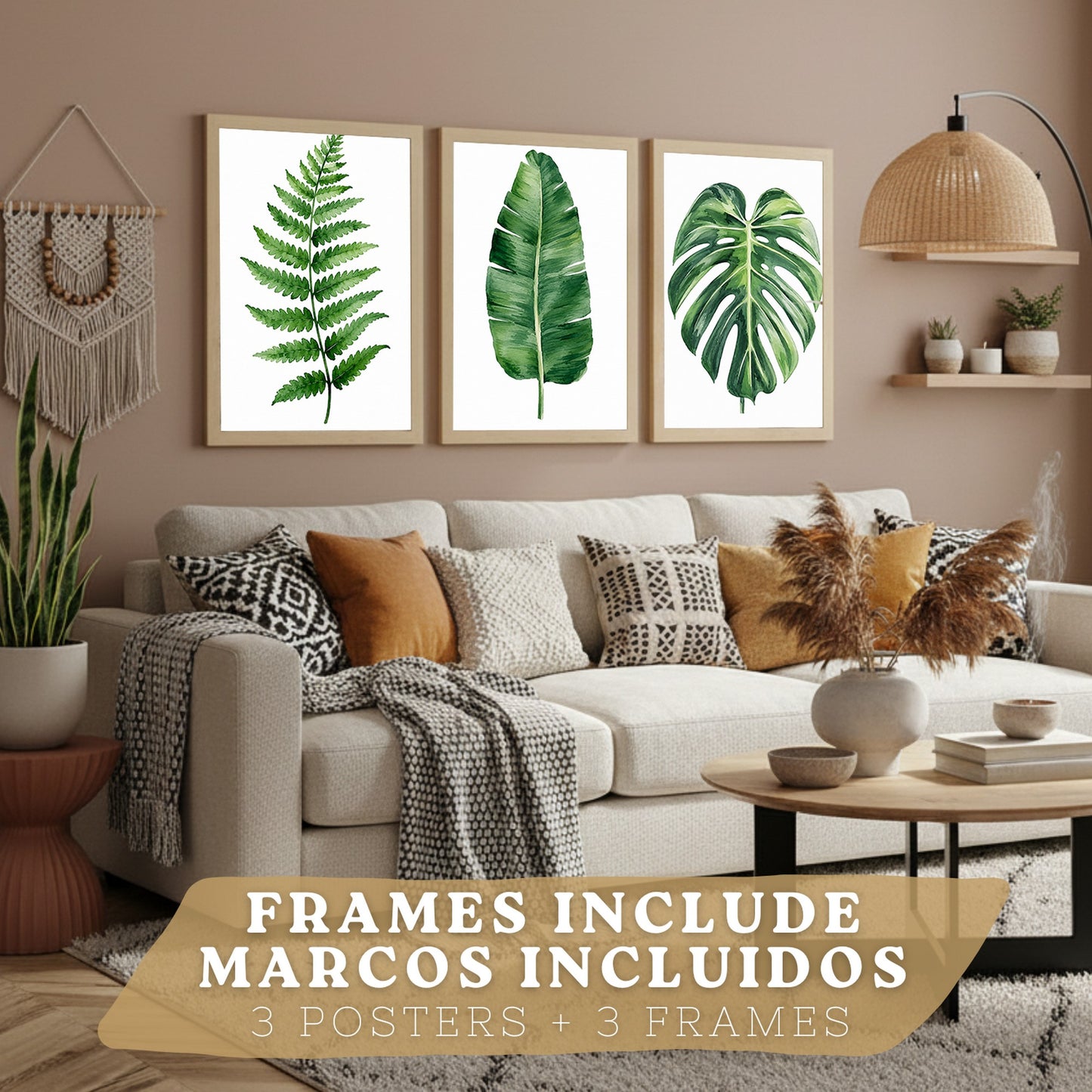 Posters Botánicos Tropicales Arte de Helecho Hoja de Plátano Monstera