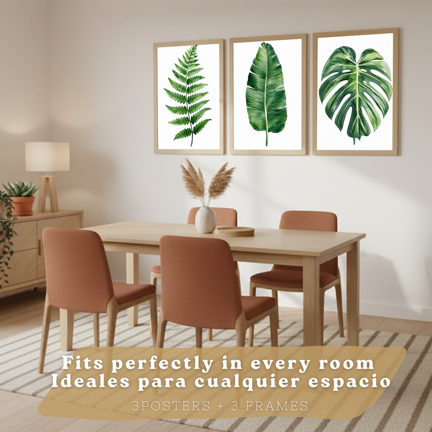 Posters Botánicos Tropicales Arte de Helecho Hoja de Plátano Monstera