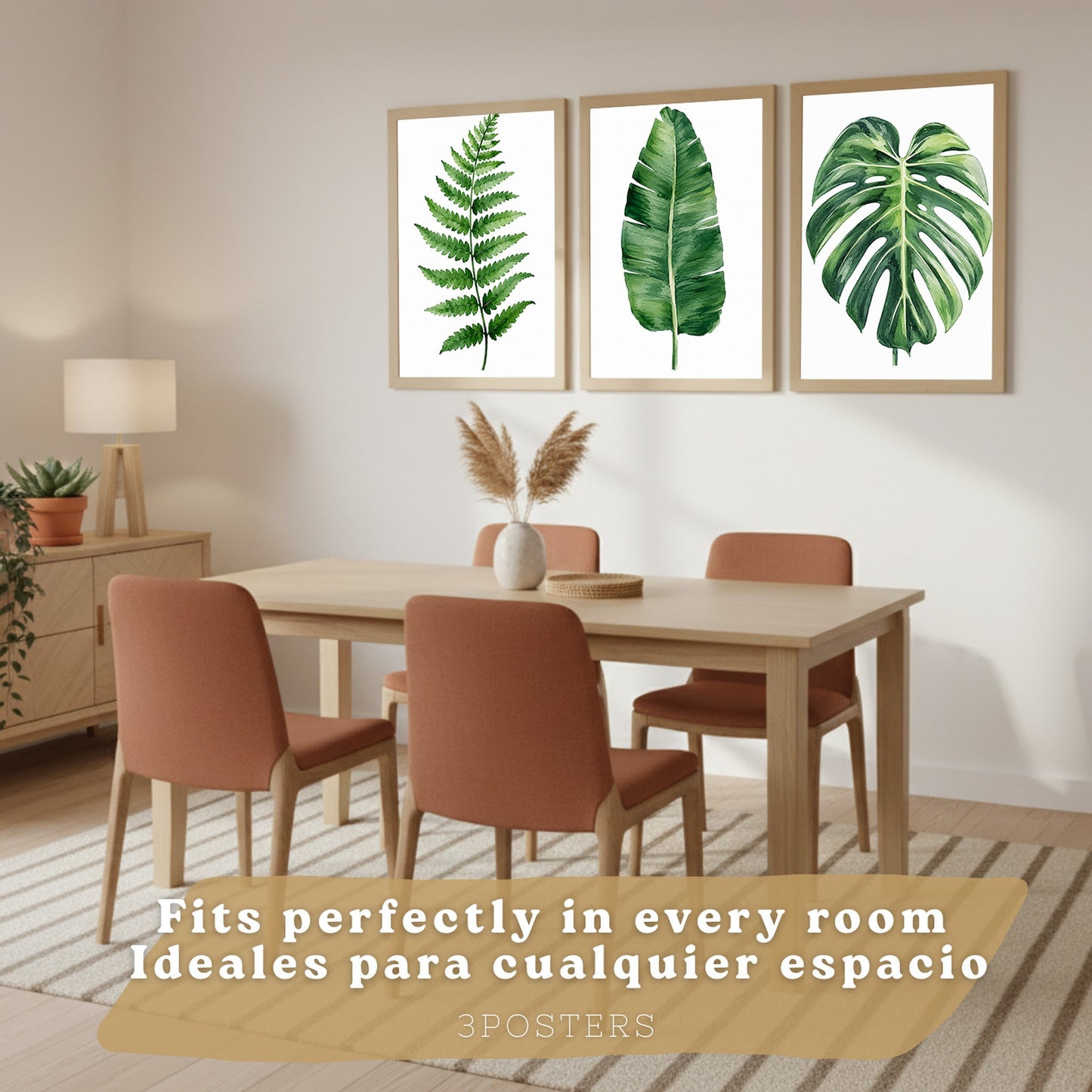 Posters Botánicos Tropicales Arte de Helecho Hoja de Plátano Monstera