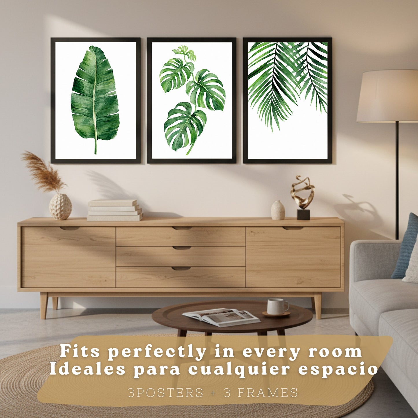 Posters de Hojas Tropicales Monstera, Palma y Hoja de Banano