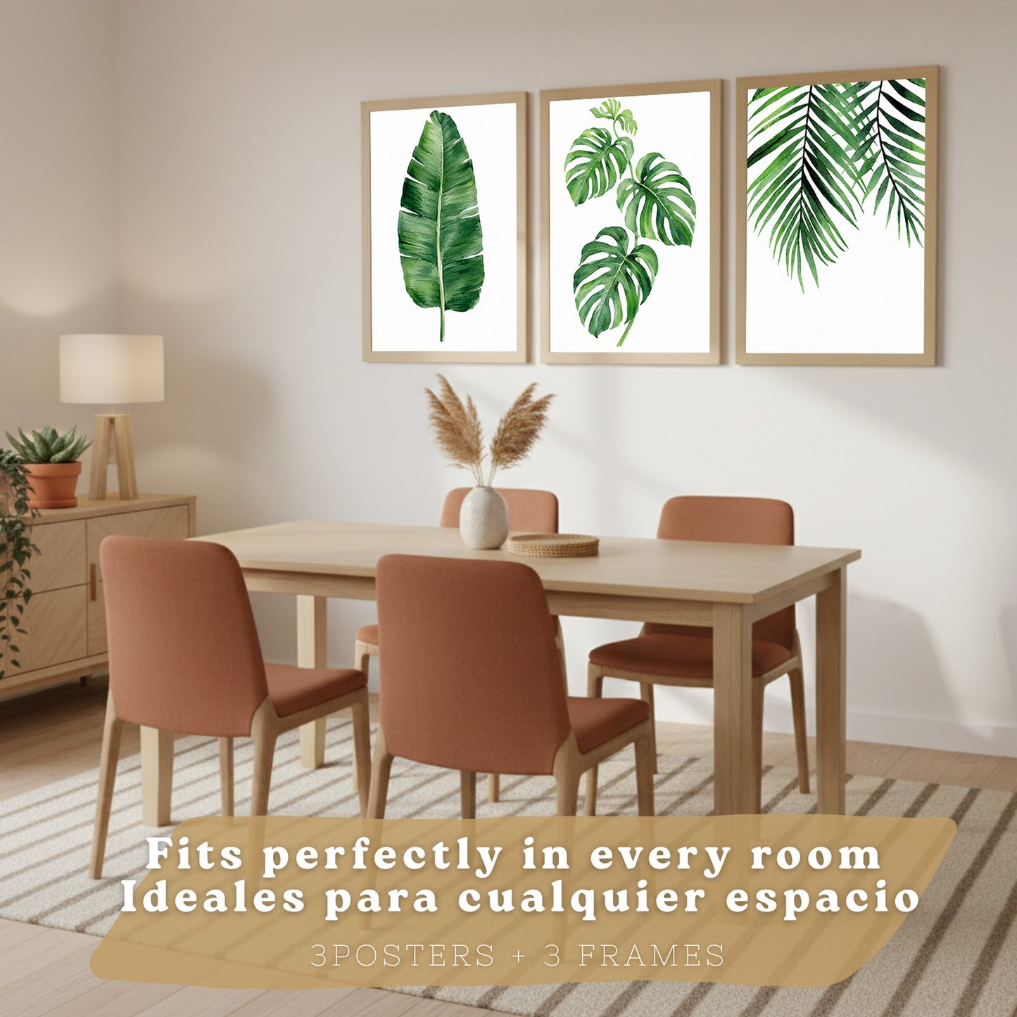 Posters de Hojas Tropicales Monstera, Palma y Hoja de Banano
