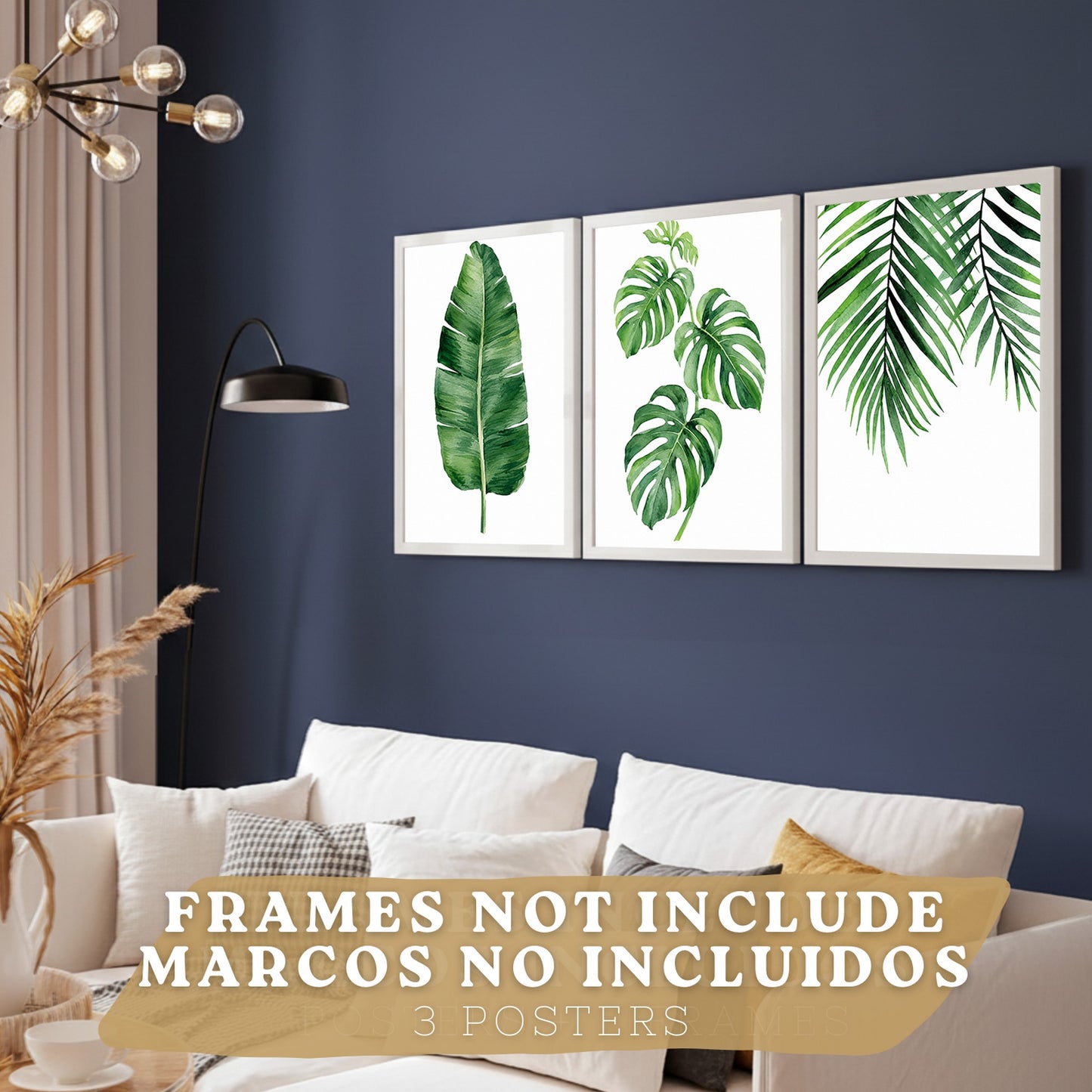 Posters de Hojas Tropicales Monstera, Palma y Hoja de Banano