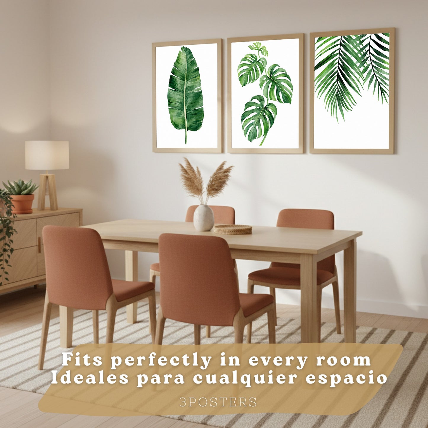 Posters de Hojas Tropicales Monstera, Palma y Hoja de Banano